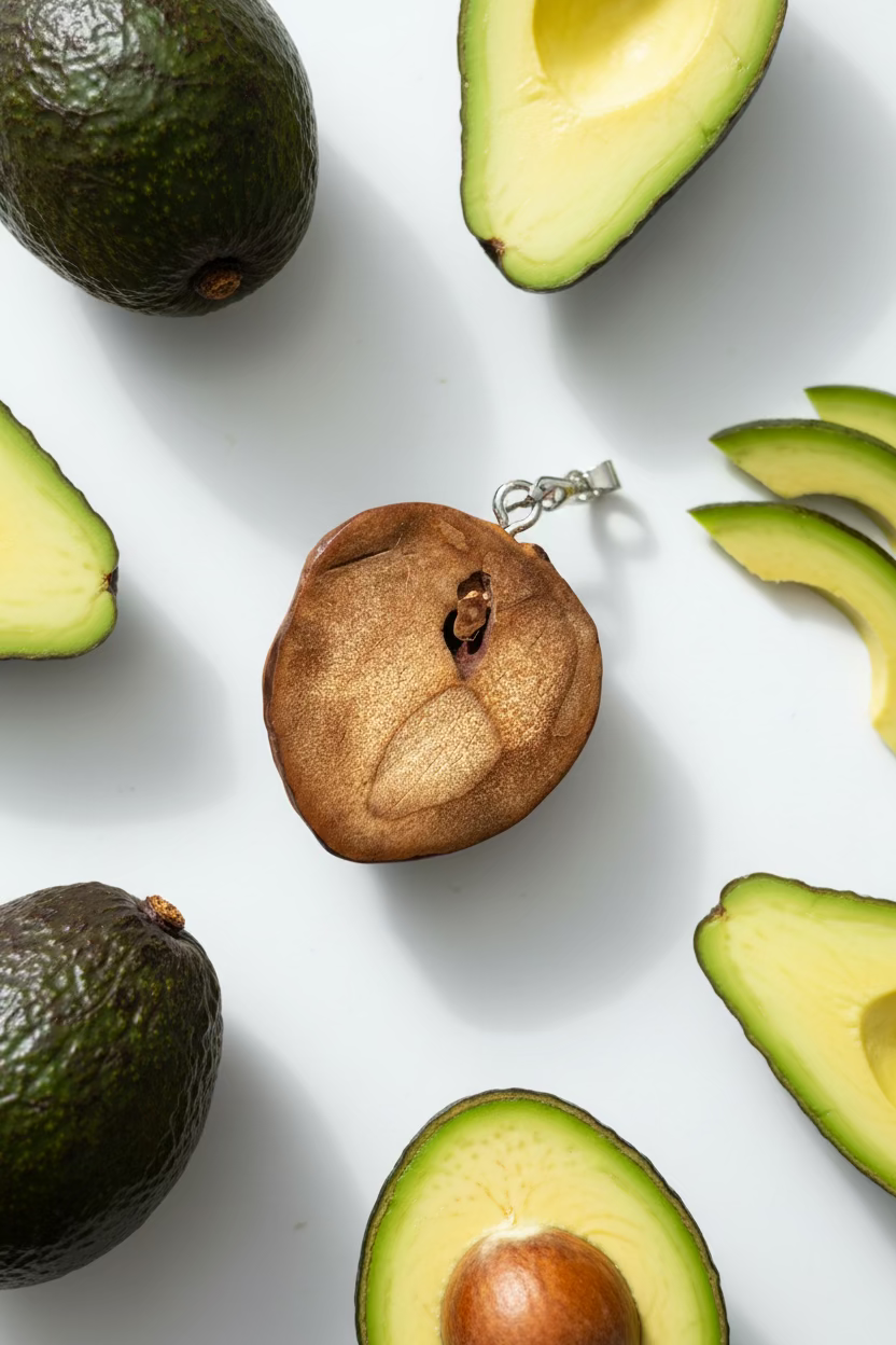 Avocado Kernholz Schmuck Set mit Ohrringen und Anhänger handgefertigt