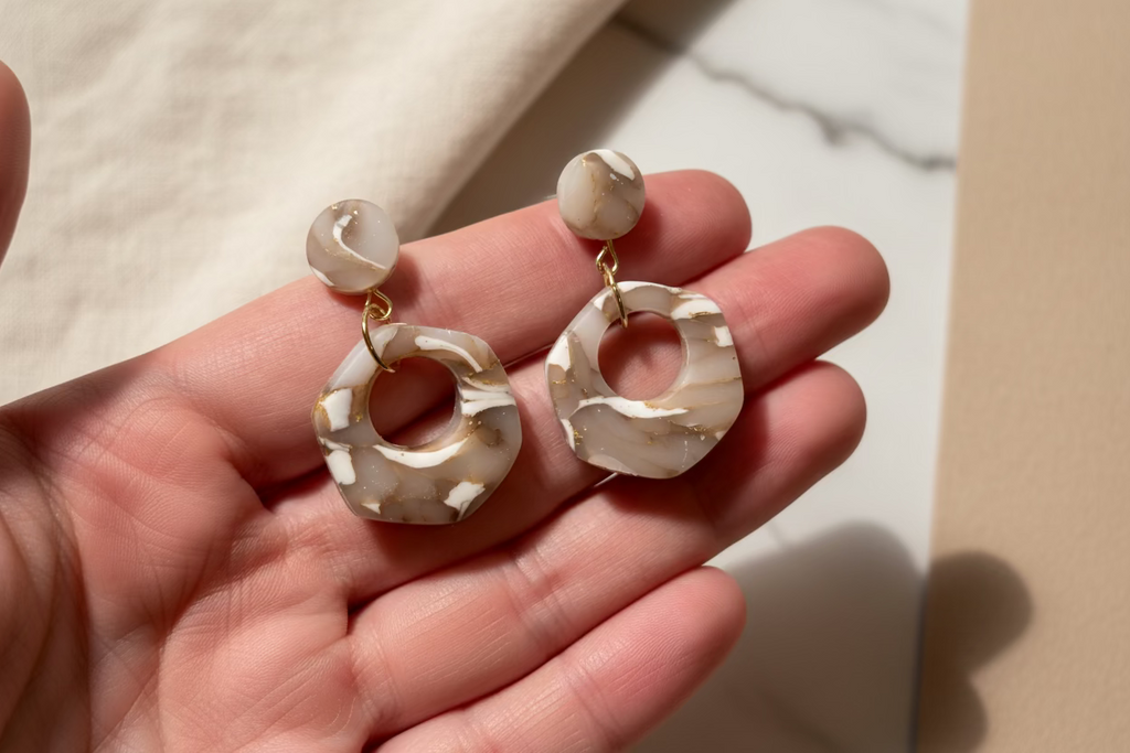 Ohrstecker Polymer Clay – Marmoroptik | Edel & Verspielt | Handgefertigt