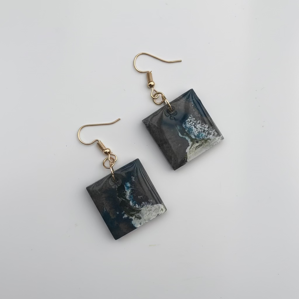 Epoxidharz Ohrringe mit Betonoptik – Unikat Schmuck – Riality Art & Design
