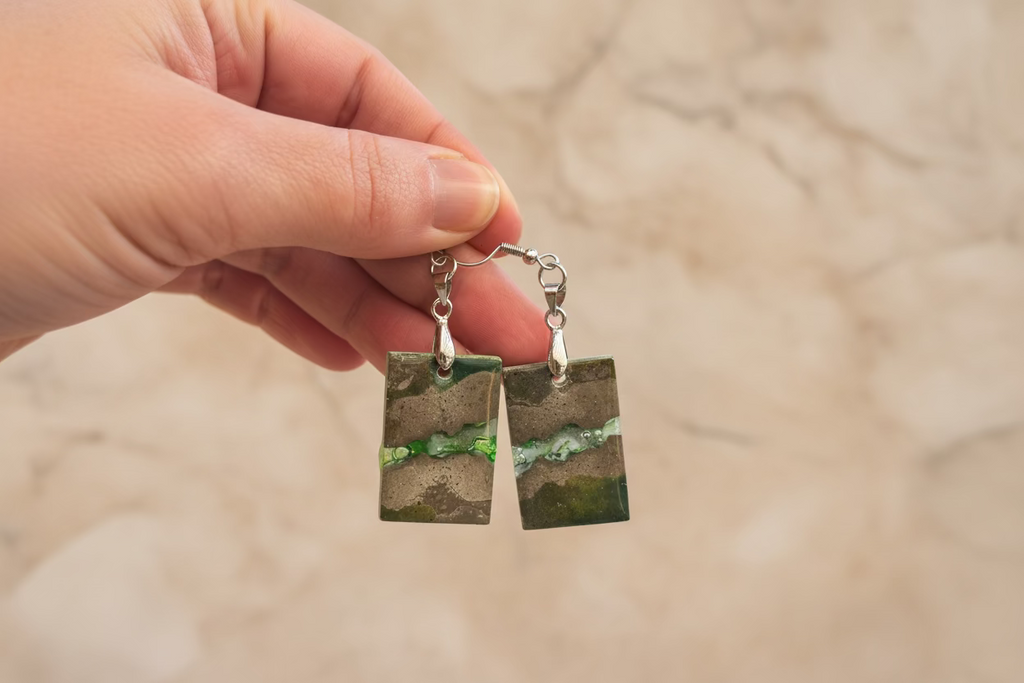Ohrringe Beton Epoxidharz – Schmuck Unikat – Riality Art & Design