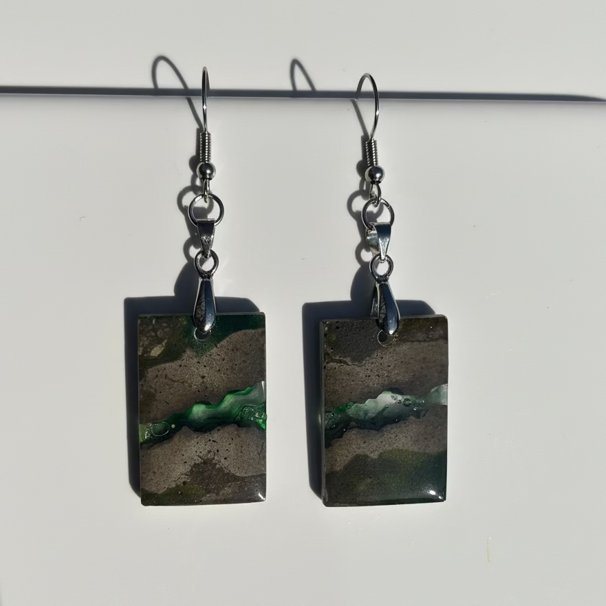 Ohrringe Beton Epoxidharz – Schmuck Unikat – Riality Art & Design