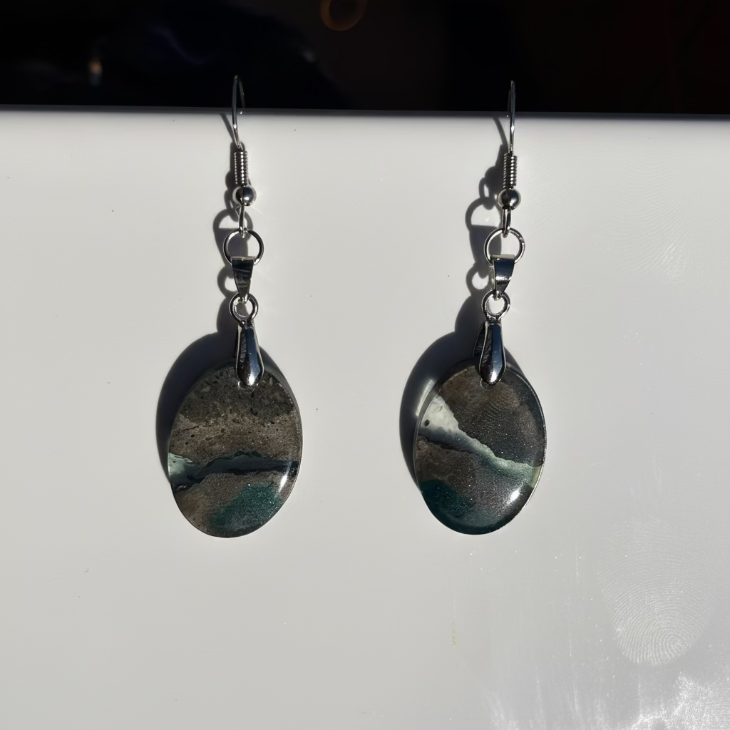 Epoxidharz Beton Ohrringe – handgemachter Schmuck – Riality Art & Design