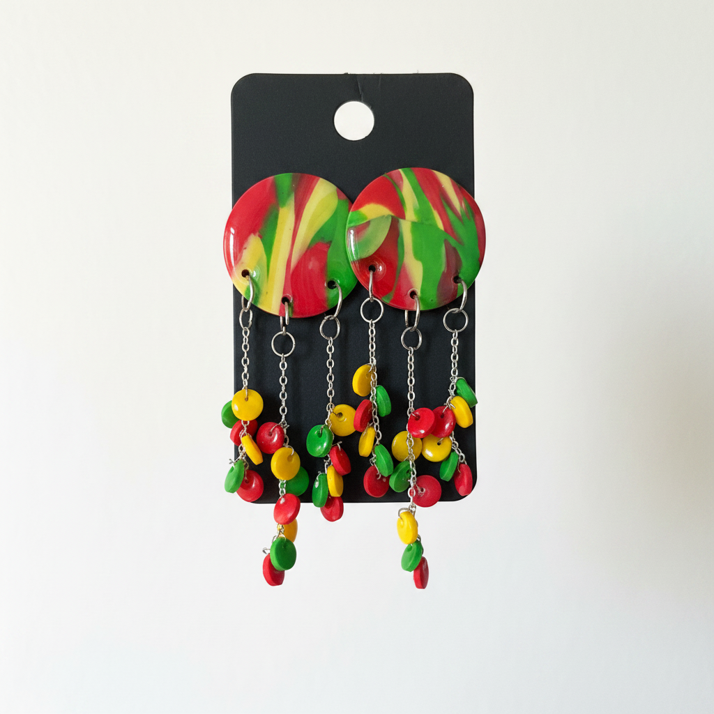 Fimo-Ohrringe mit Perlen-Fransen