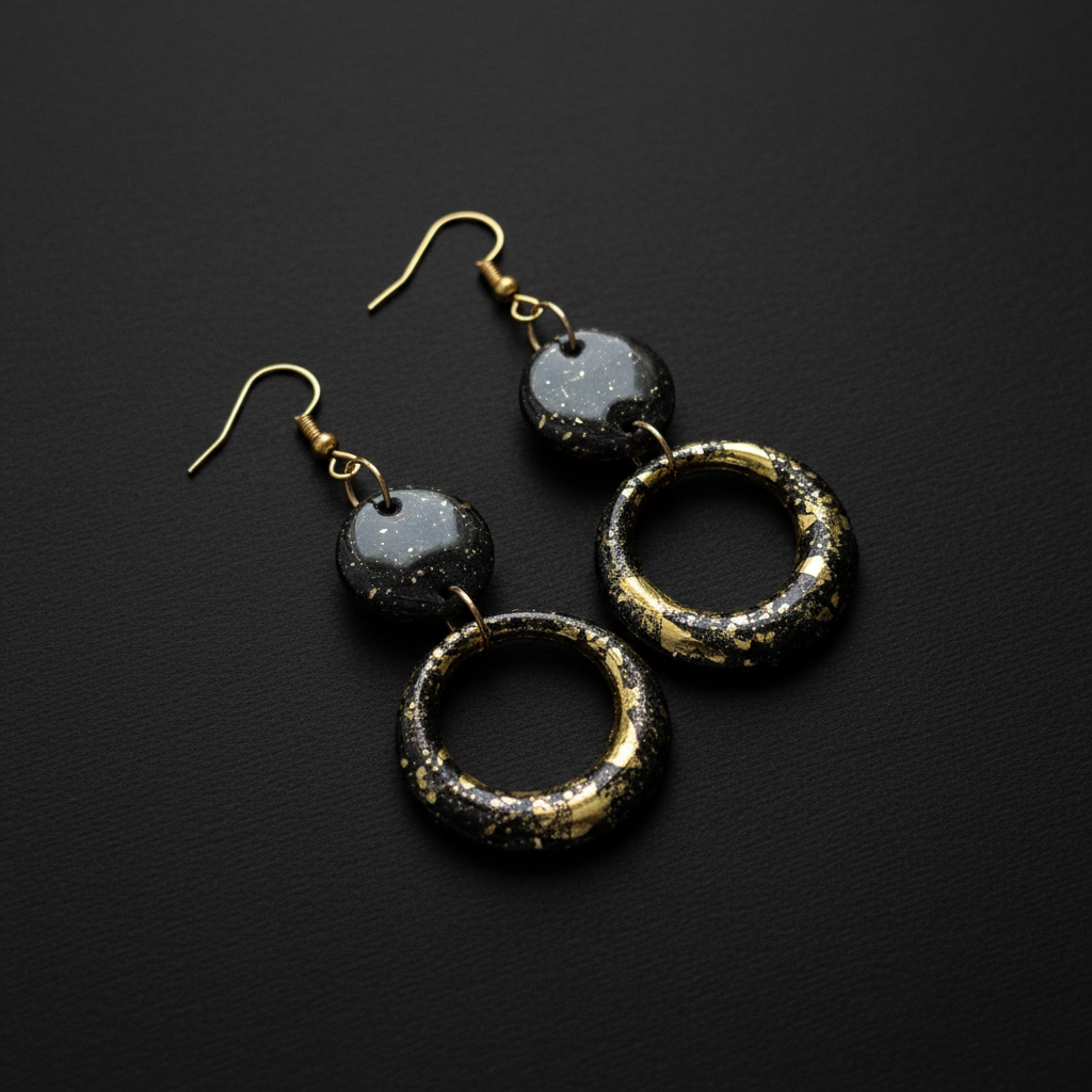 Korrigiertes Produktfoto – Black & Gold Disc-Hoop