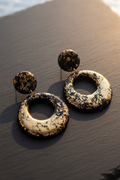 Ohrringe Black & Gold Oval Hoop – Polymer Clay