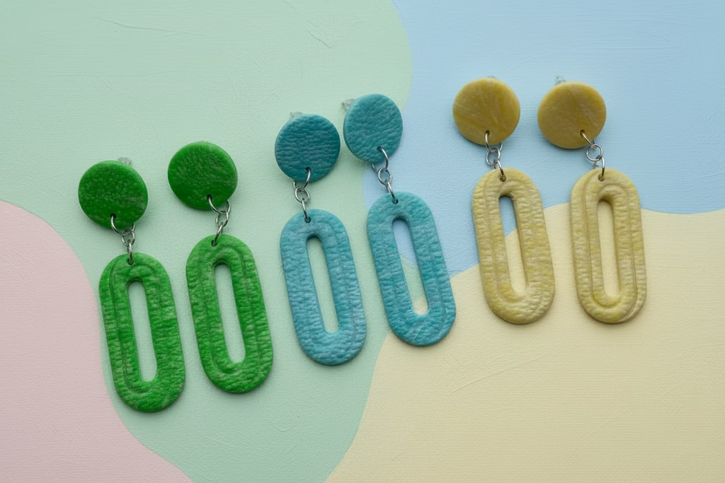 Polymer Clay Ohrstecker Textur – Kunstschmuck handgemacht – Riality Art & Design
